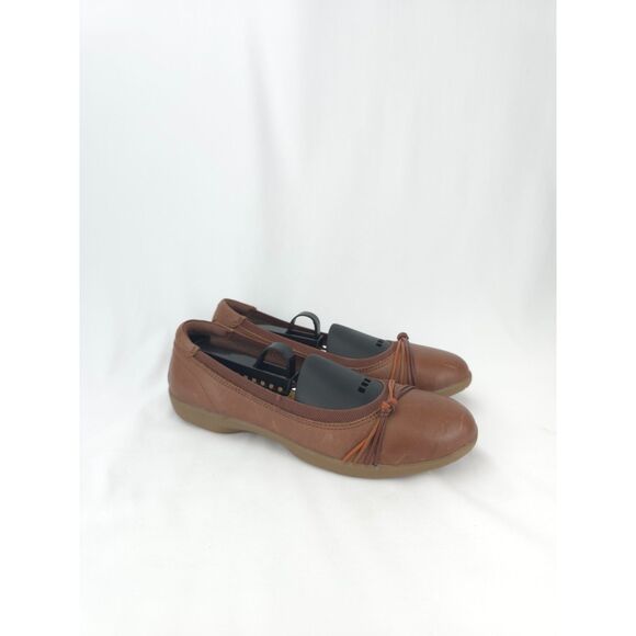 Women's Brown Leather Clarks Meadow‎ Rae Knot-Trim Comfort Flats Shoes Size 7 - Picture 7 of 13
